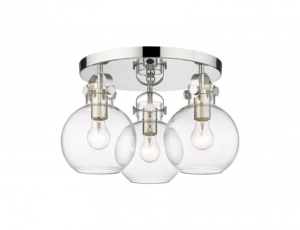 Newton Sphere - 3 Light - 18 inch - Polished Nickel - Semi-Flush Mount