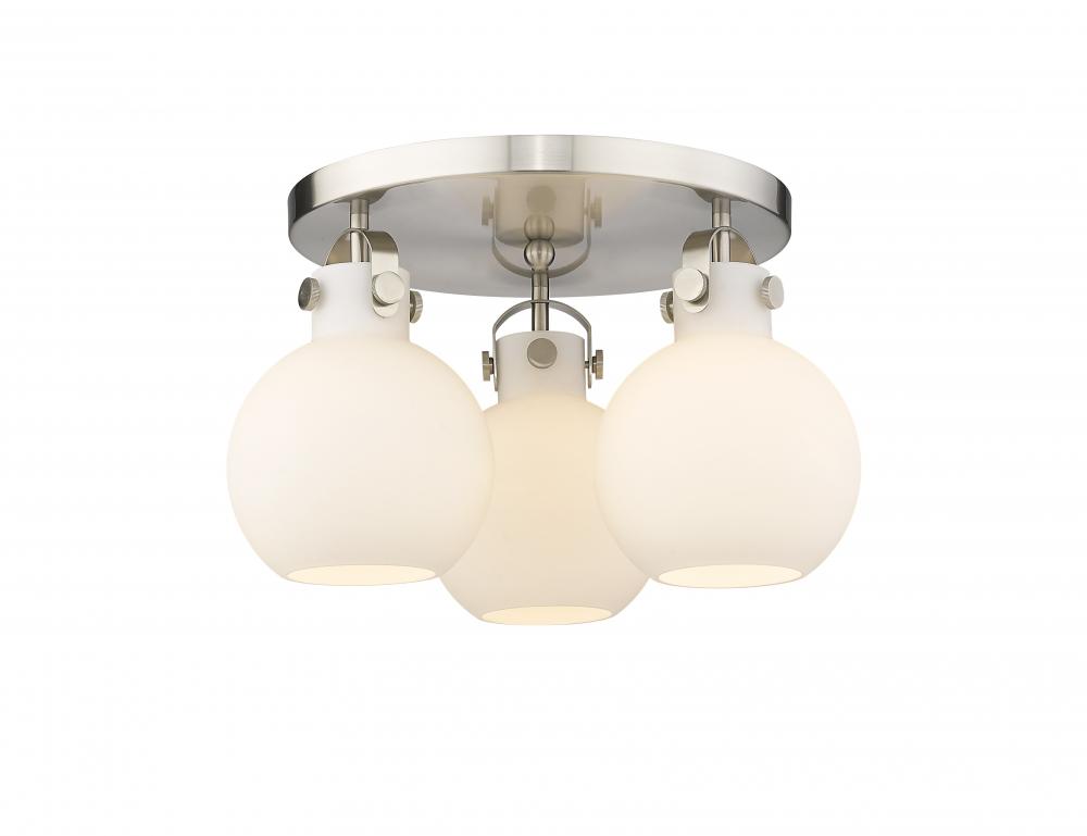 Newton Sphere - 3 Light - 18 inch - Satin Nickel - Semi-Flush Mount
