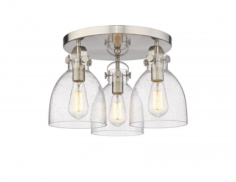Newton Bell - 3 Light - 18 inch - Satin Nickel - Semi-Flush Mount