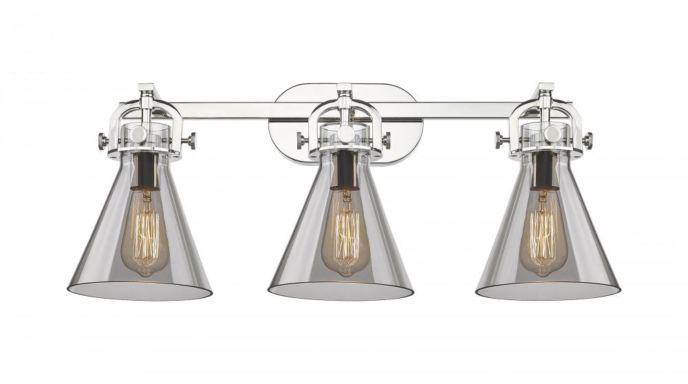 Newton Cone - 3 Light - 27 inch - Polished Nickel - Bath Vanity Light