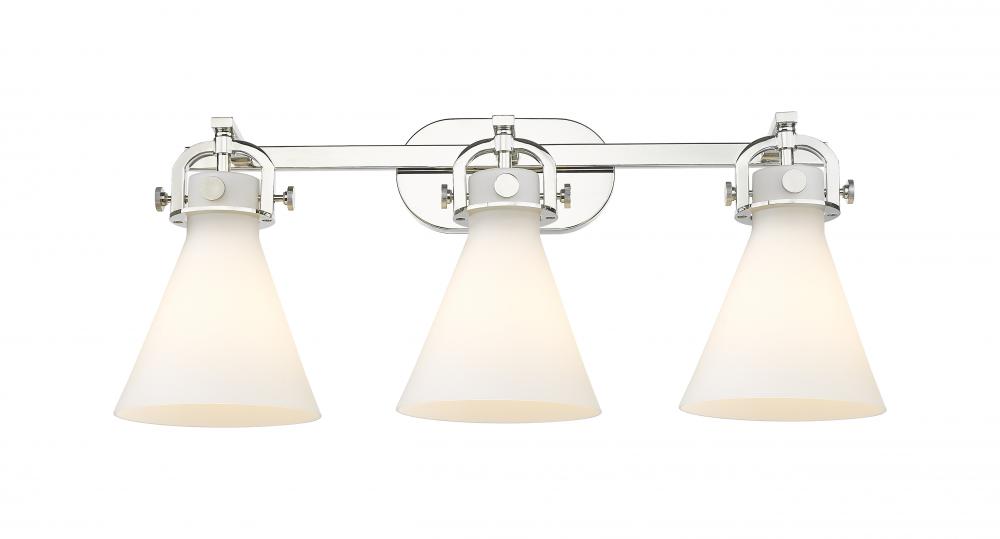 Newton Cone - 3 Light - 27 inch - Polished Nickel - Bath Vanity Light