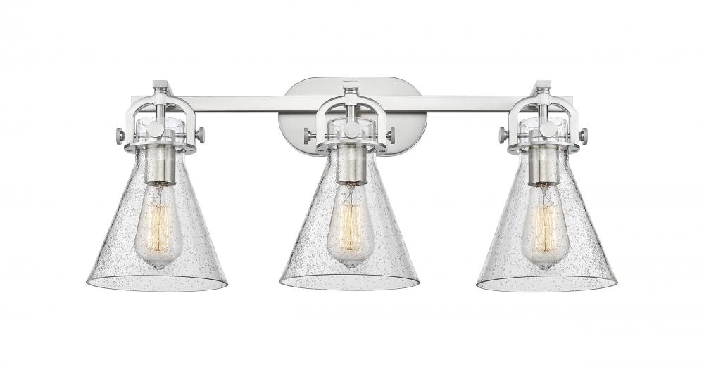 Newton Cone - 3 Light - 27 inch - Satin Nickel - Bath Vanity Light