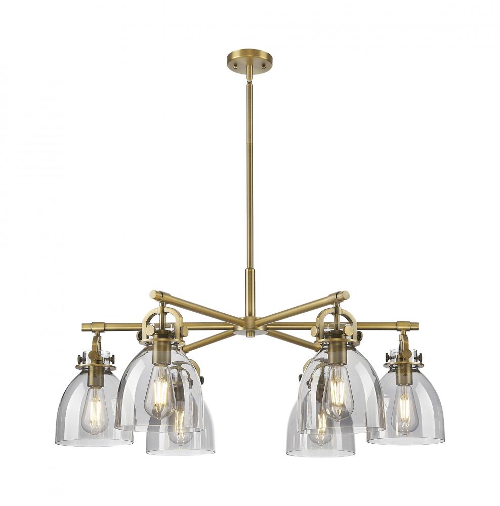 Newton Bell - 6 Light - 26 inch - Brushed Brass - Chandelier