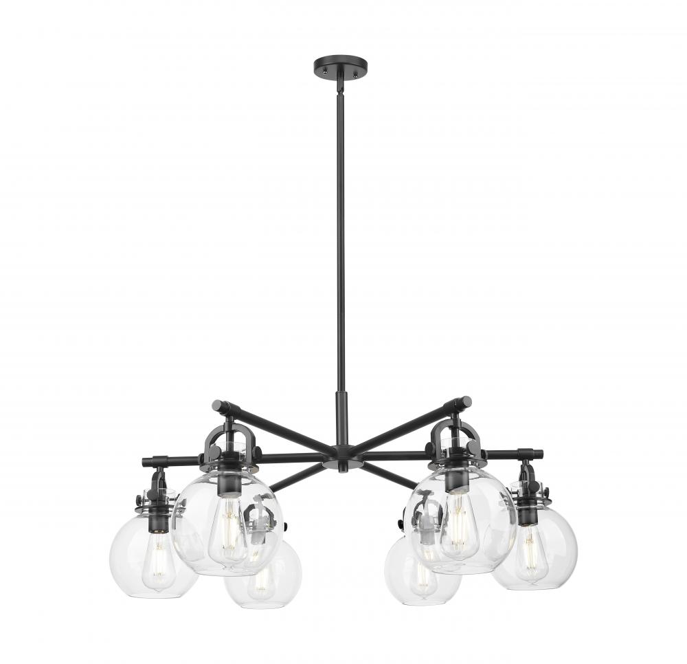 Newton Sphere - 6 Light - 26 inch - Matte Black - Chandelier