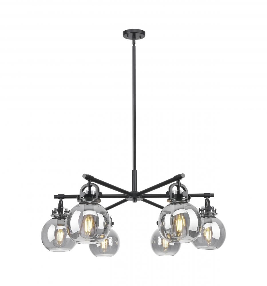 Newton Sphere - 6 Light - 26 inch - Matte Black - Chandelier