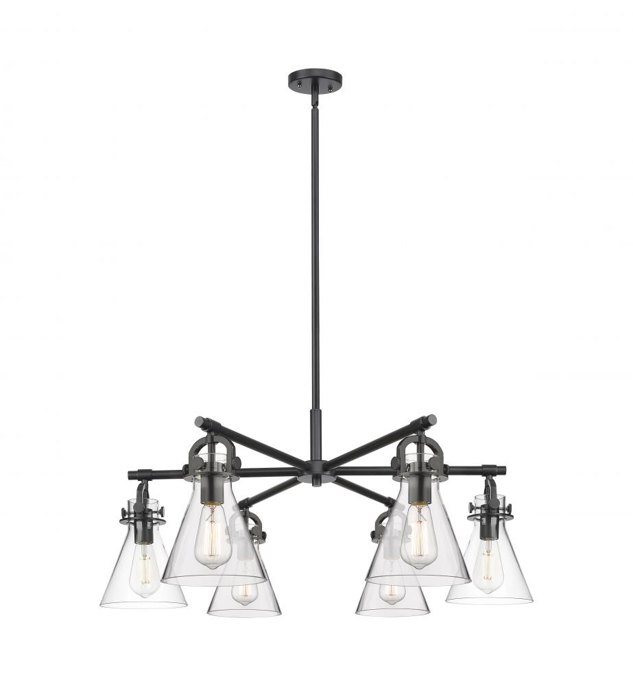 Newton Cone - 6 Light - 26 inch - Matte Black - Chandelier