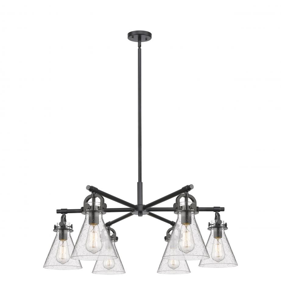 Newton Cone - 6 Light - 26 inch - Matte Black - Chandelier