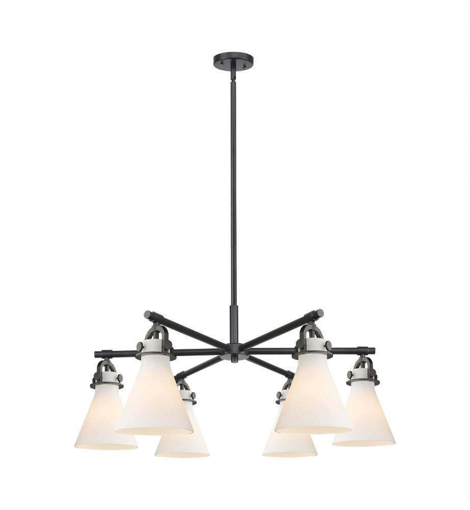 Newton Cone - 6 Light - 26 inch - Matte Black - Chandelier