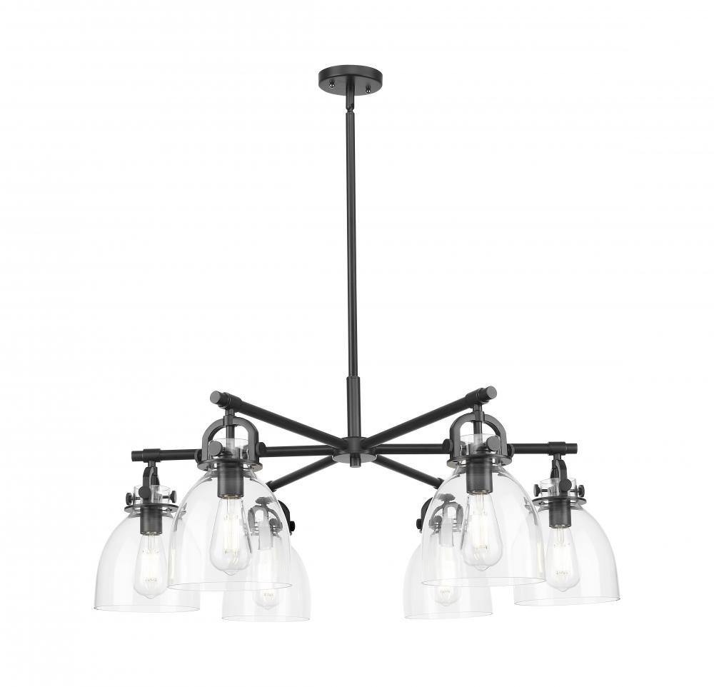 Newton Bell - 6 Light - 26 inch - Matte Black - Chandelier