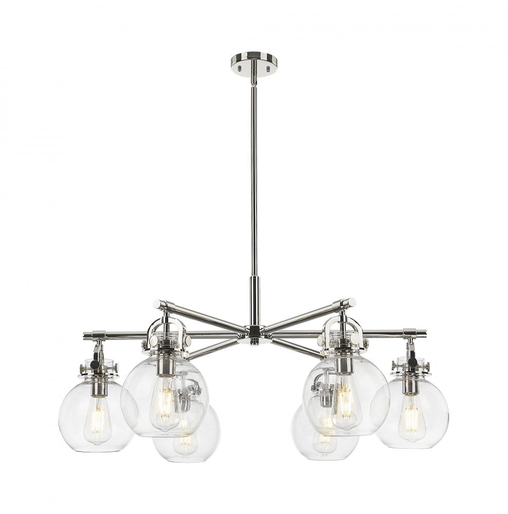 Newton Sphere - 6 Light - 26 inch - Polished Nickel - Chandelier
