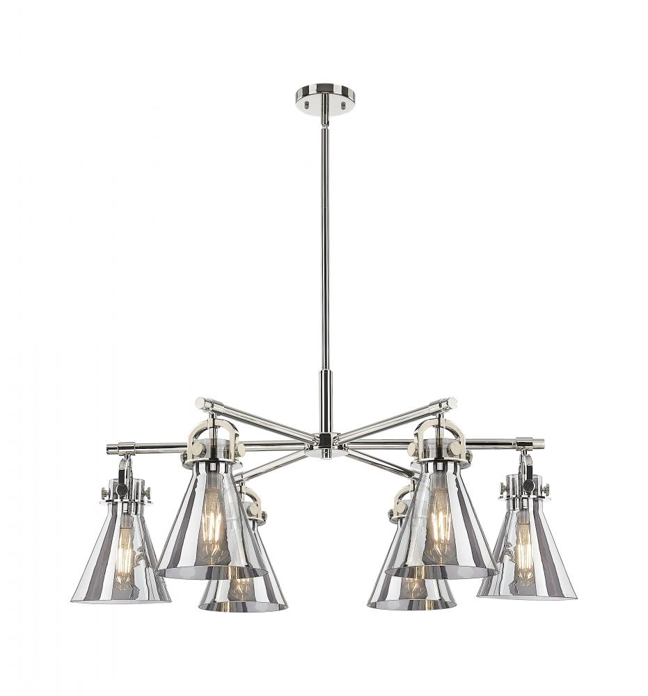 Newton Cone - 6 Light - 26 inch - Polished Nickel - Chandelier