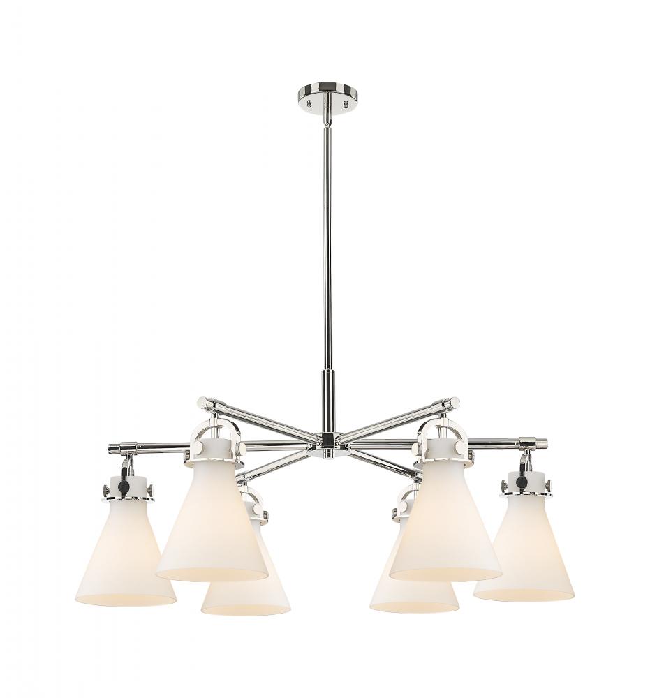 Newton Cone - 6 Light - 26 inch - Polished Nickel - Chandelier