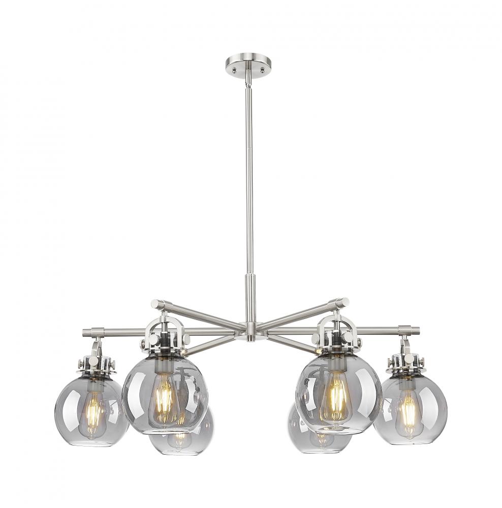 Newton Sphere - 6 Light - 26 inch - Satin Nickel - Chandelier