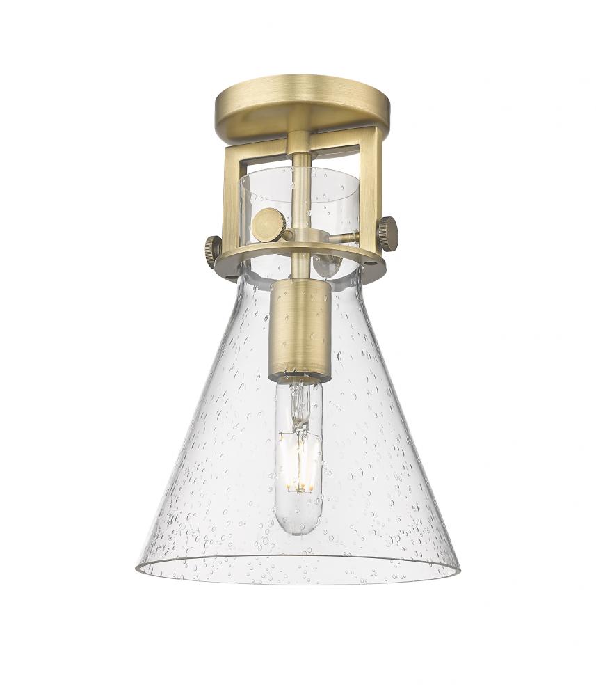 Newton Cone - 1 Light - 8 inch - Brushed Brass - Semi-Flush Mount