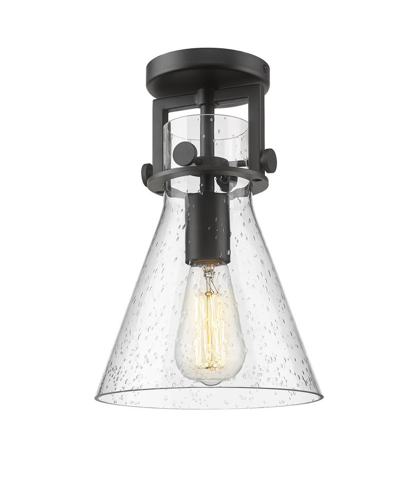 Newton Cone - 1 Light - 8 inch - Matte Black - Semi-Flush Mount