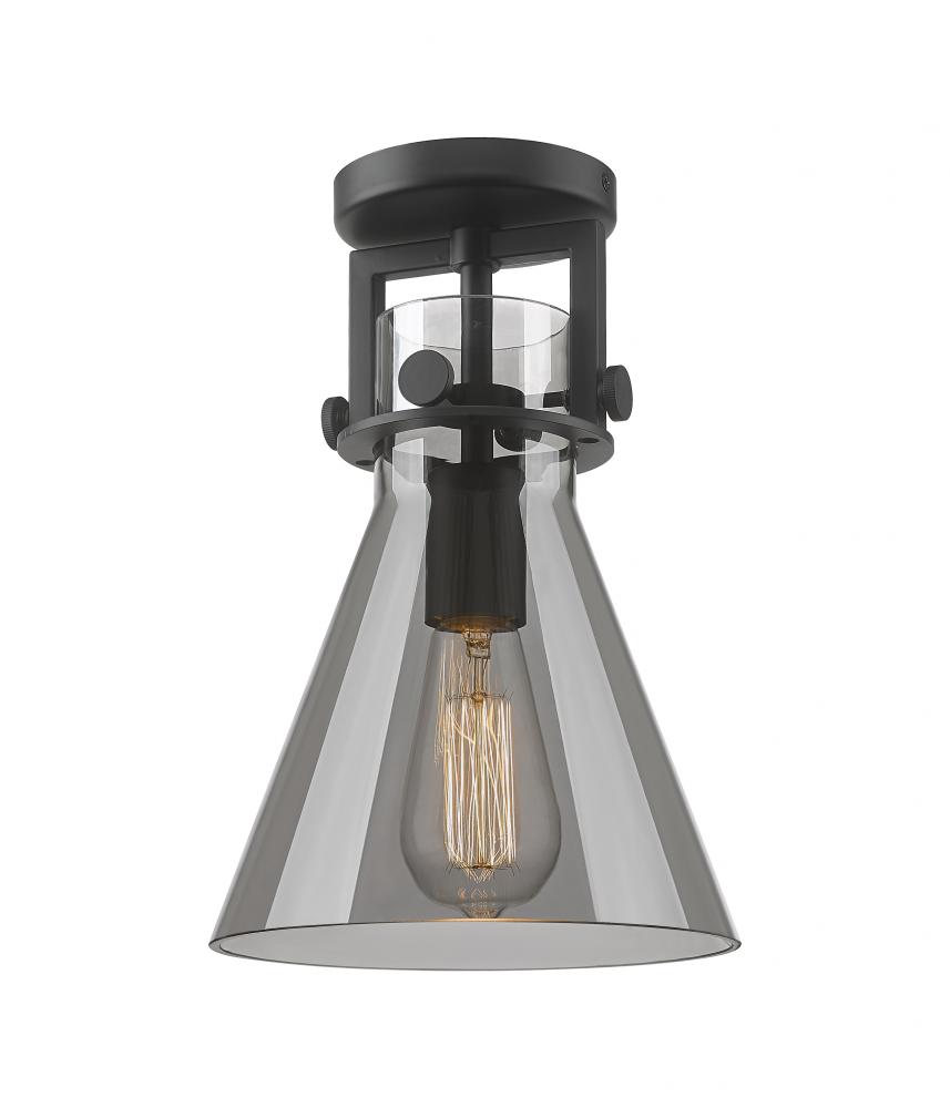 Newton Cone - 1 Light - 8 inch - Matte Black - Semi-Flush Mount