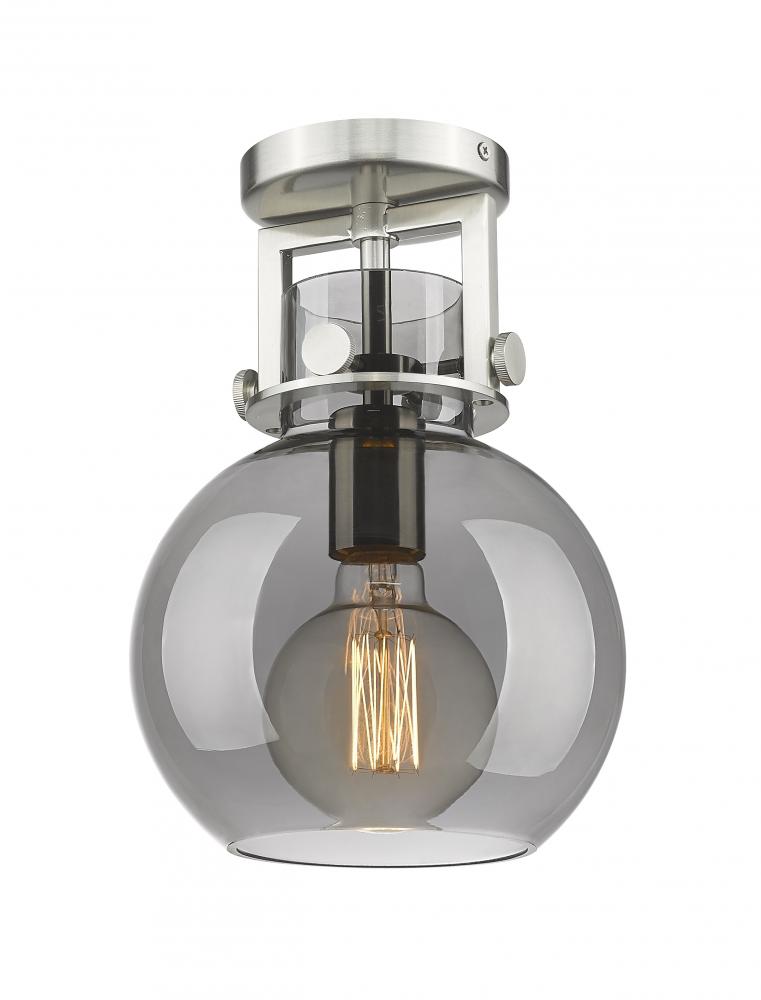 Newton Sphere - 1 Light - 8 inch - Satin Nickel - Semi-Flush Mount