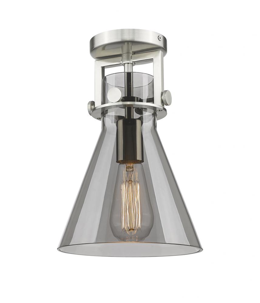 Newton Cone - 1 Light - 8 inch - Brushed Satin Nickel - Semi-Flush Mount