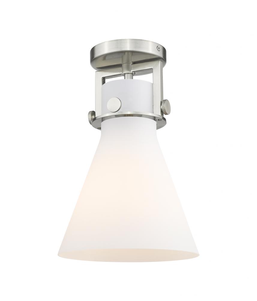 Newton Cone - 1 Light - 8 inch - Brushed Satin Nickel - Semi-Flush Mount