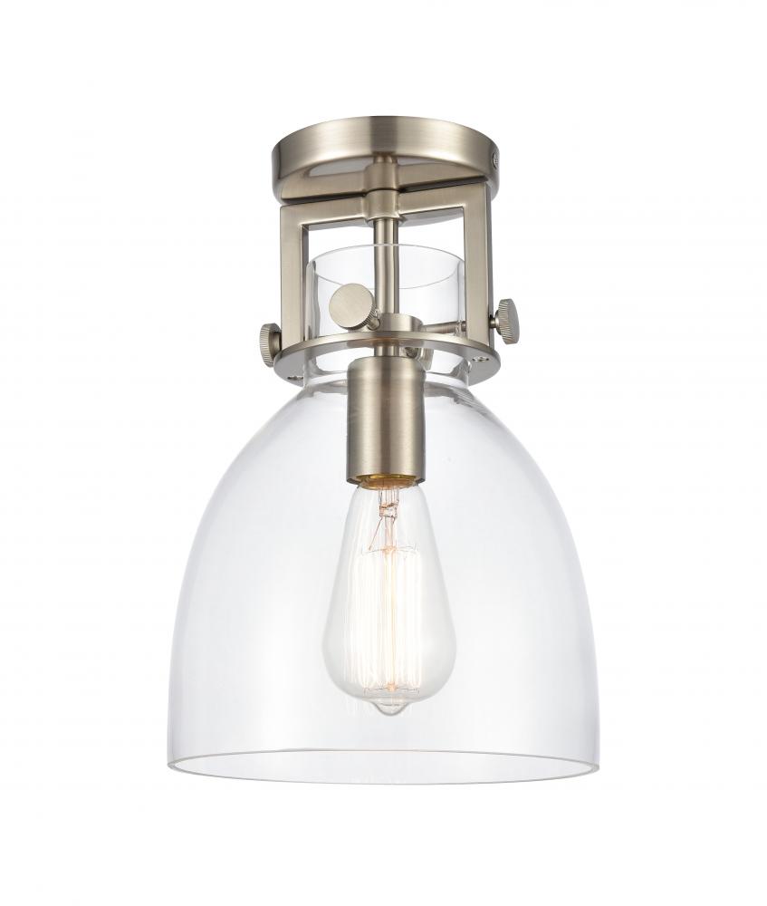 Newton Bell - 1 Light - 8 inch - Satin Nickel - Semi-Flush Mount