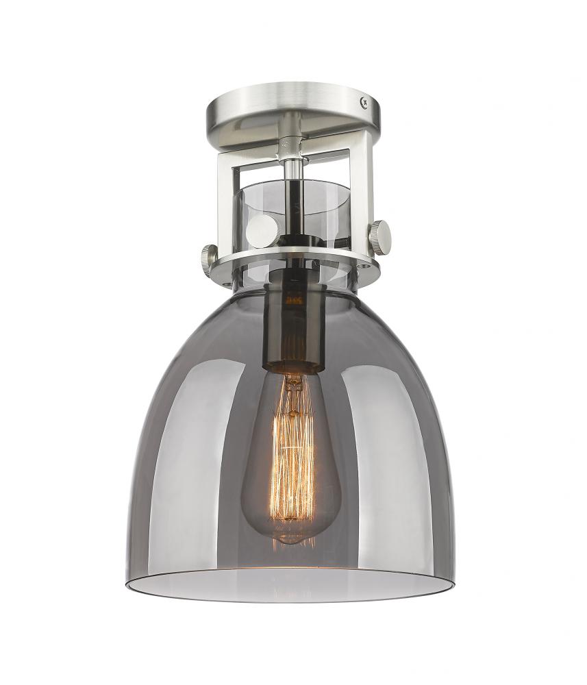 Newton Bell - 1 Light - 8 inch - Satin Nickel - Semi-Flush Mount