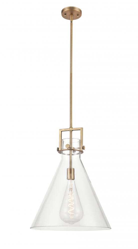 Newton Cone - 1 Light - 16 inch - Brushed Brass - Stem hung - Pendant