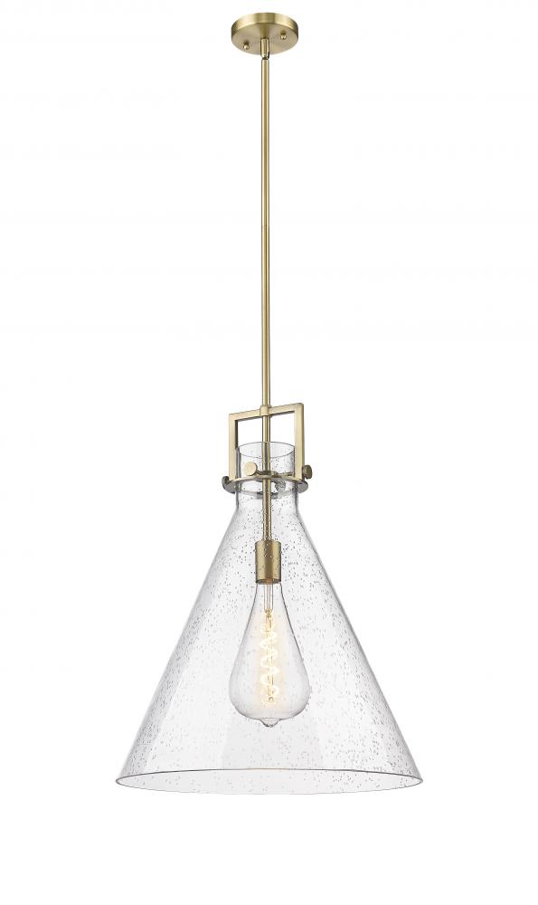 Newton Cone - 1 Light - 18 inch - Brushed Brass - Stem hung - Pendant