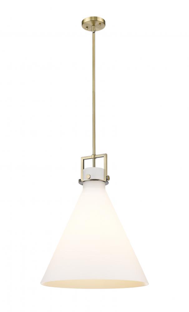 Newton Cone - 1 Light - 18 inch - Brushed Brass - Stem hung - Pendant