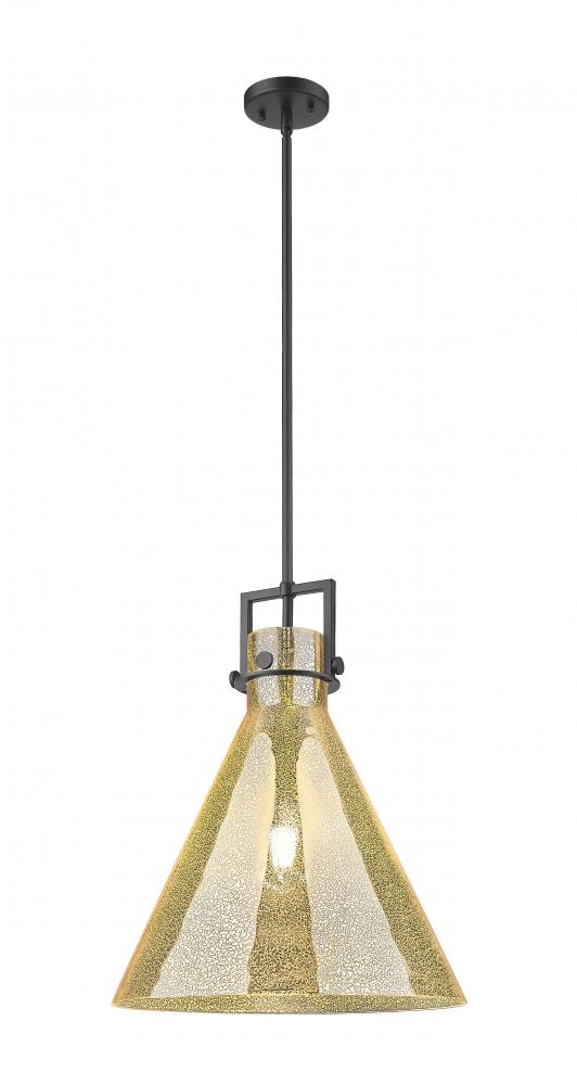 Newton Cone - 1 Light - 16 inch - Matte Black - Stem hung - Pendant