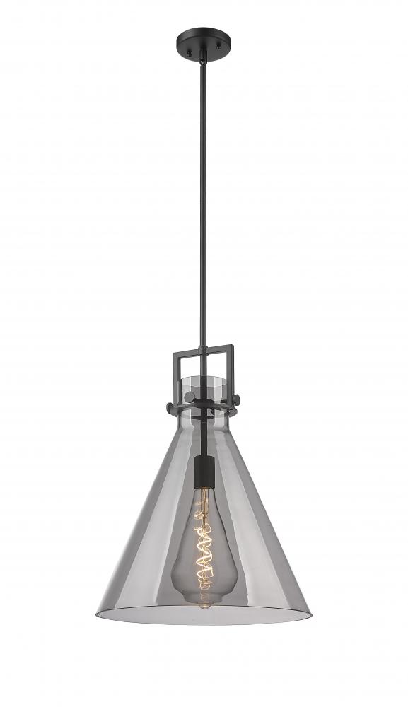 Newton Cone - 1 Light - 16 inch - Matte Black - Stem hung - Pendant