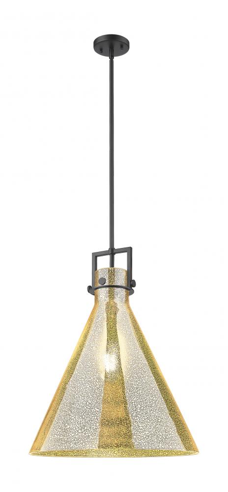 Newton Cone - 1 Light - 18 inch - Matte Black - Stem hung - Pendant