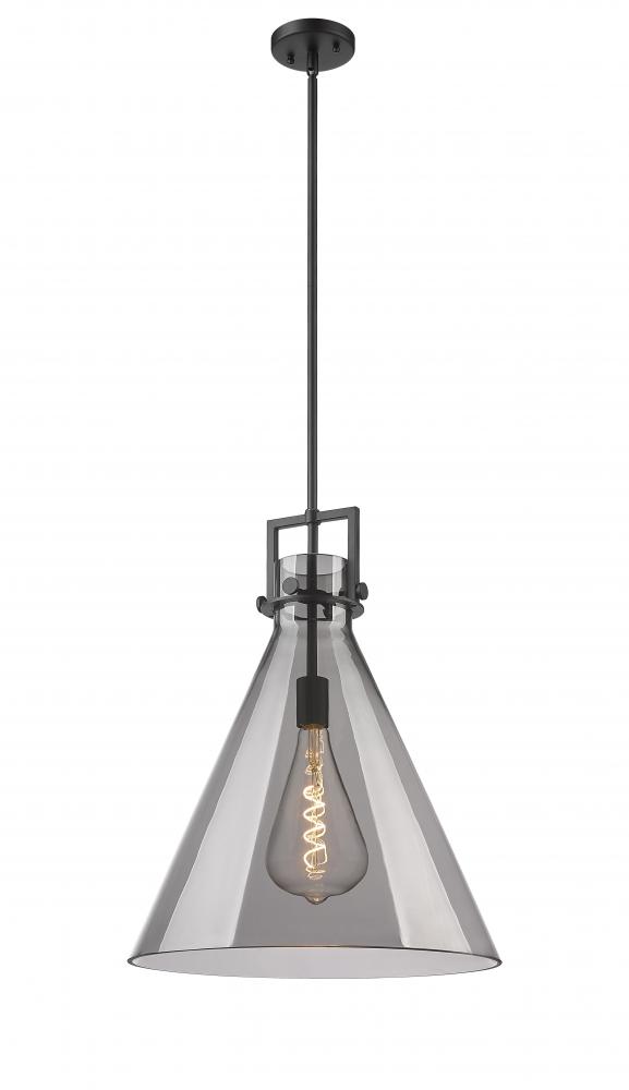 Newton Cone - 1 Light - 18 inch - Matte Black - Stem hung - Pendant