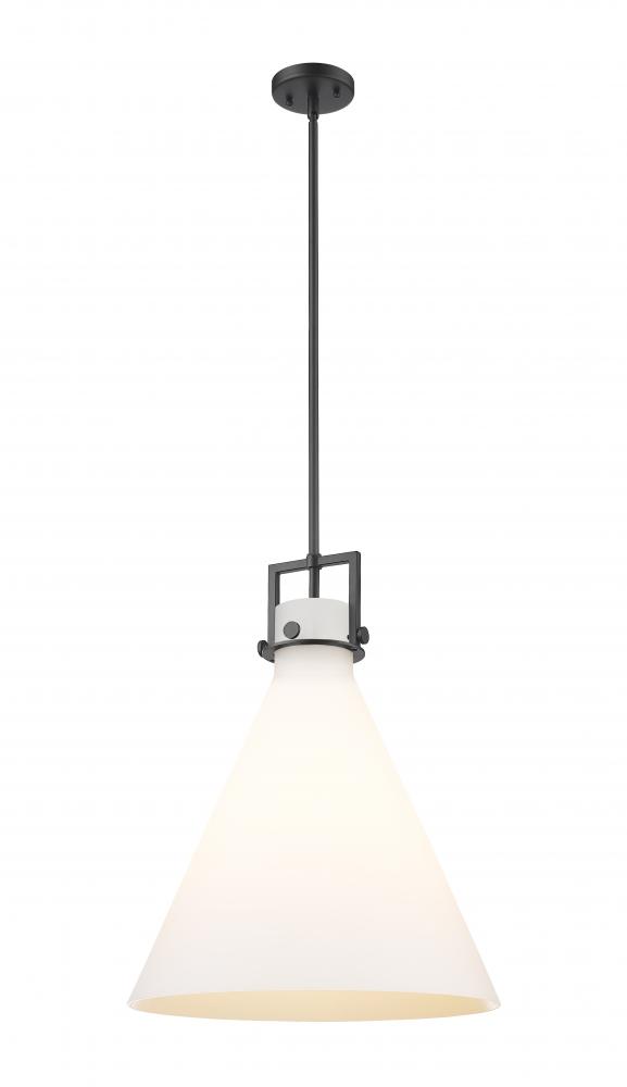 Newton Cone - 1 Light - 18 inch - Matte Black - Stem hung - Pendant