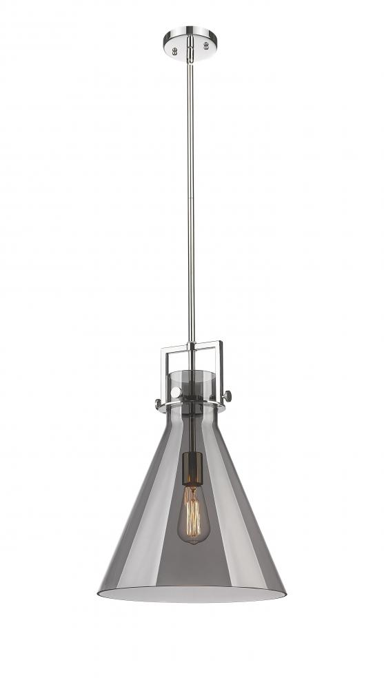 Newton Cone - 1 Light - 14 inch - Polished Nickel - Stem hung - Pendant