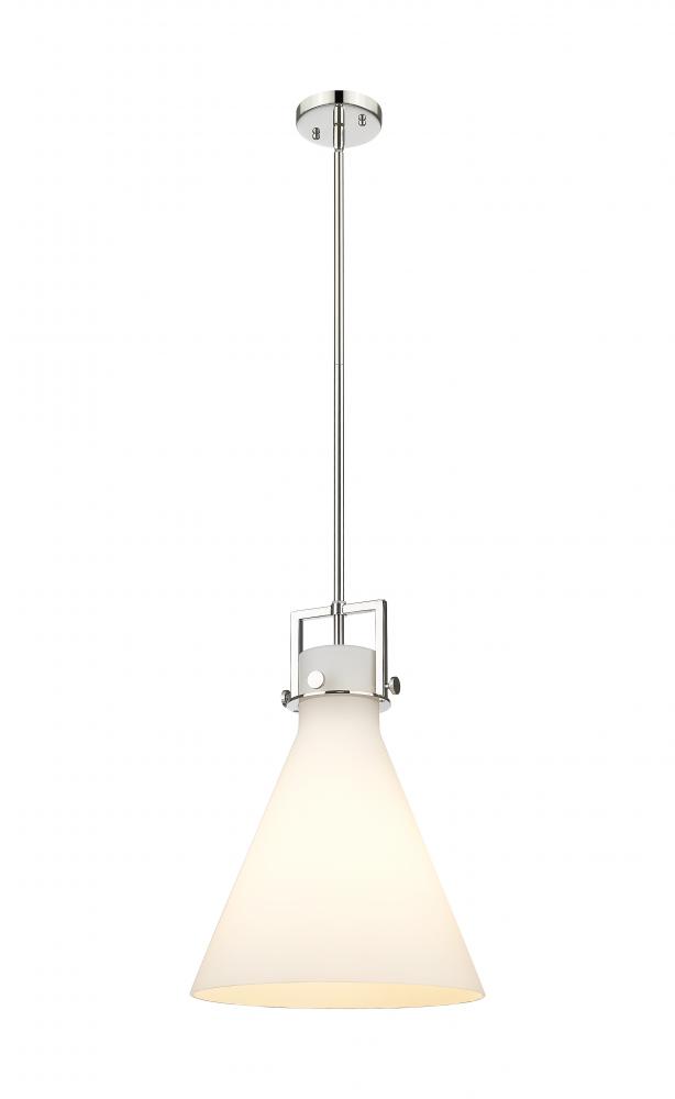 Newton Cone - 1 Light - 14 inch - Polished Nickel - Stem hung - Pendant