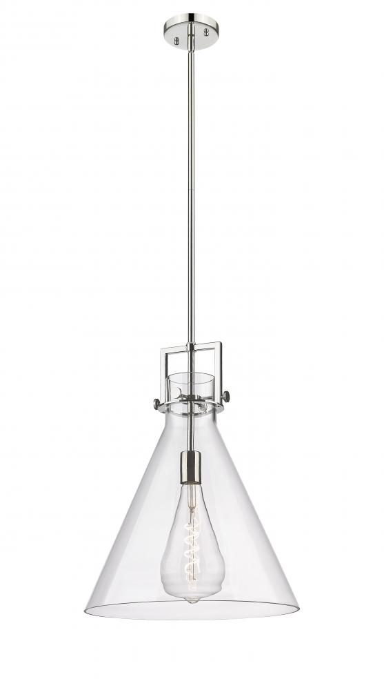 Newton Cone - 1 Light - 16 inch - Polished Nickel - Stem hung - Pendant