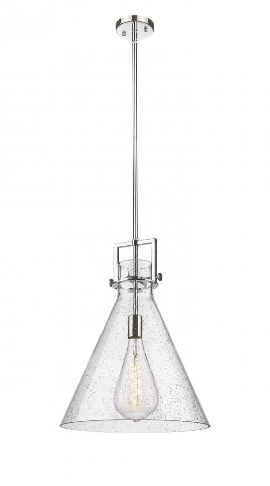 Newton Cone - 1 Light - 16 inch - Polished Nickel - Stem hung - Pendant