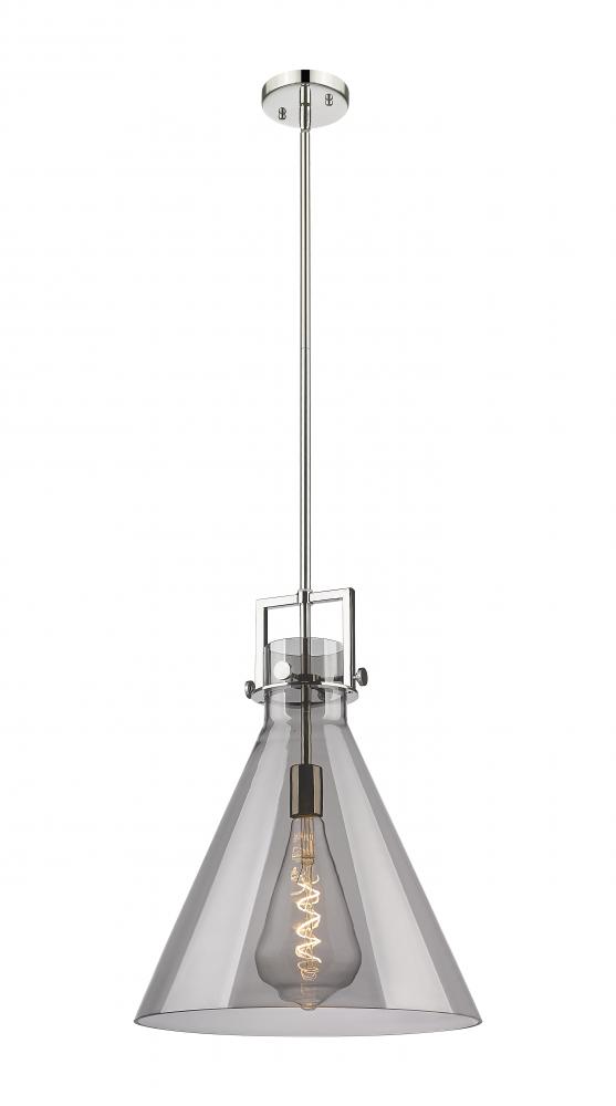 Newton Cone - 1 Light - 16 inch - Polished Nickel - Stem hung - Pendant