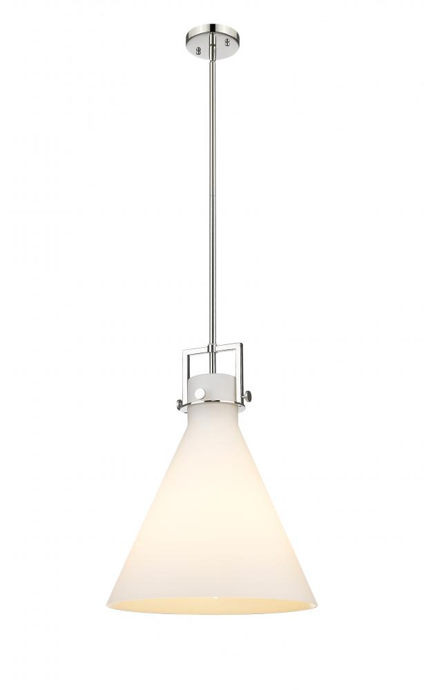 Newton Cone - 1 Light - 16 inch - Polished Nickel - Stem hung - Pendant