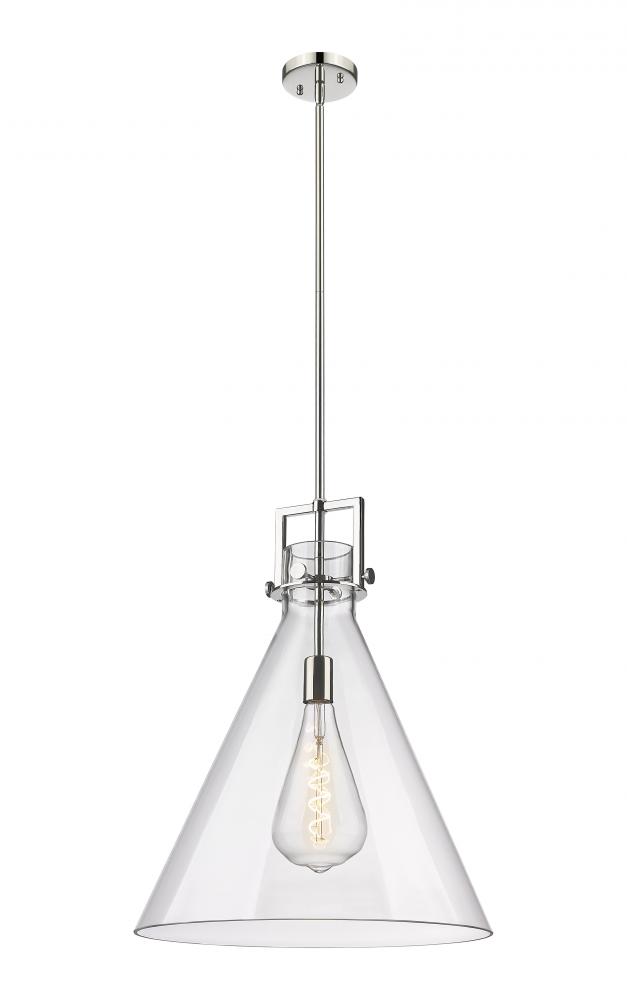 Newton Cone - 1 Light - 18 inch - Polished Nickel - Stem hung - Pendant