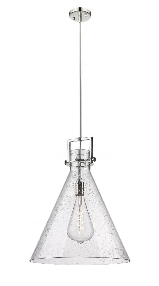 Newton Cone - 1 Light - 18 inch - Polished Nickel - Stem hung - Pendant