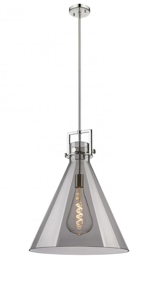 Newton Cone - 1 Light - 18 inch - Polished Nickel - Stem hung - Pendant