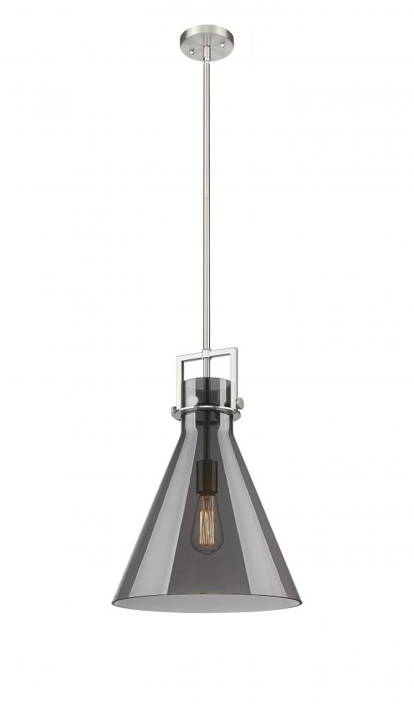 Newton Cone - 1 Light - 14 inch - Brushed Satin Nickel - Stem hung - Pendant