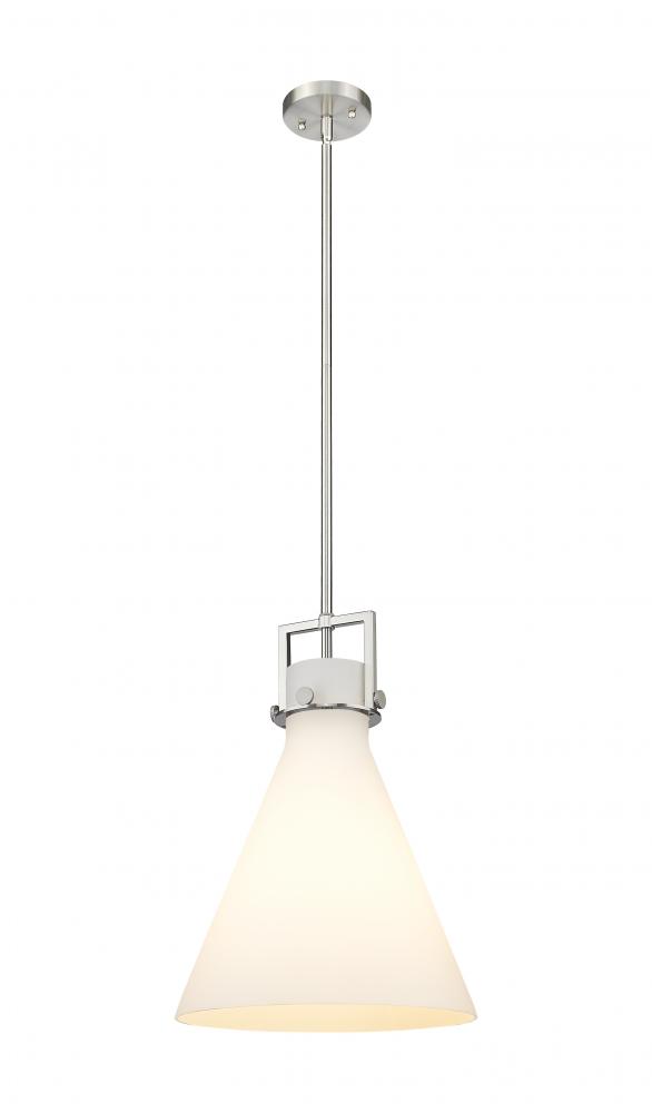 Newton Cone - 1 Light - 14 inch - Brushed Satin Nickel - Stem hung - Pendant
