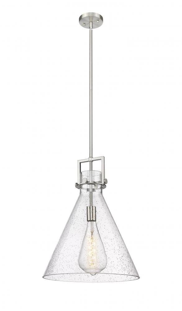 Newton Cone - 1 Light - 16 inch - Brushed Satin Nickel - Stem hung - Pendant