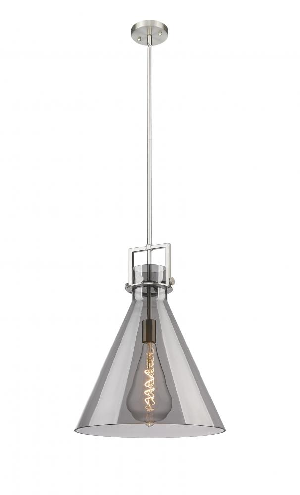 Newton Cone - 1 Light - 16 inch - Brushed Satin Nickel - Stem hung - Pendant