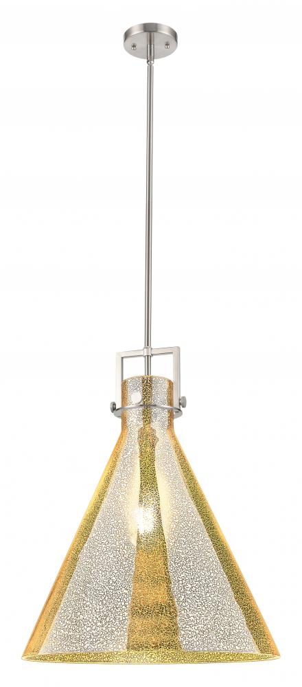 Newton Cone - 1 Light - 18 inch - Brushed Satin Nickel - Stem hung - Pendant