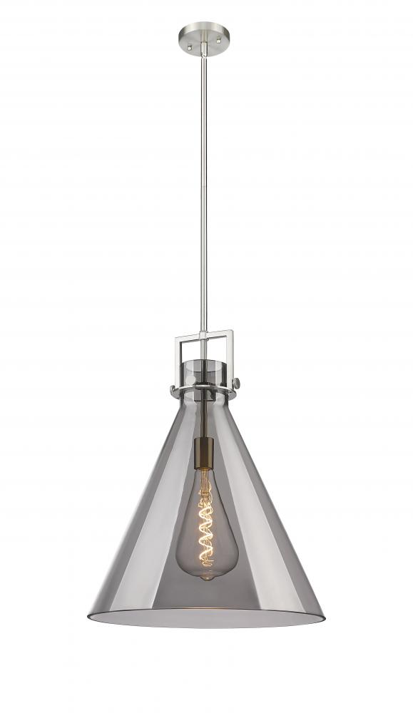 Newton Cone - 1 Light - 18 inch - Brushed Satin Nickel - Stem hung - Pendant