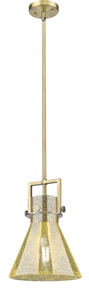 Newton Cone - 1 Light - 10 inch - Brushed Brass - Stem Hung - Mini Pendant