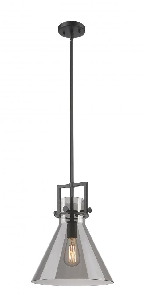 Newton Cone - 1 Light - 12 inch - Matte Black - Stem Hung - Mini Pendant
